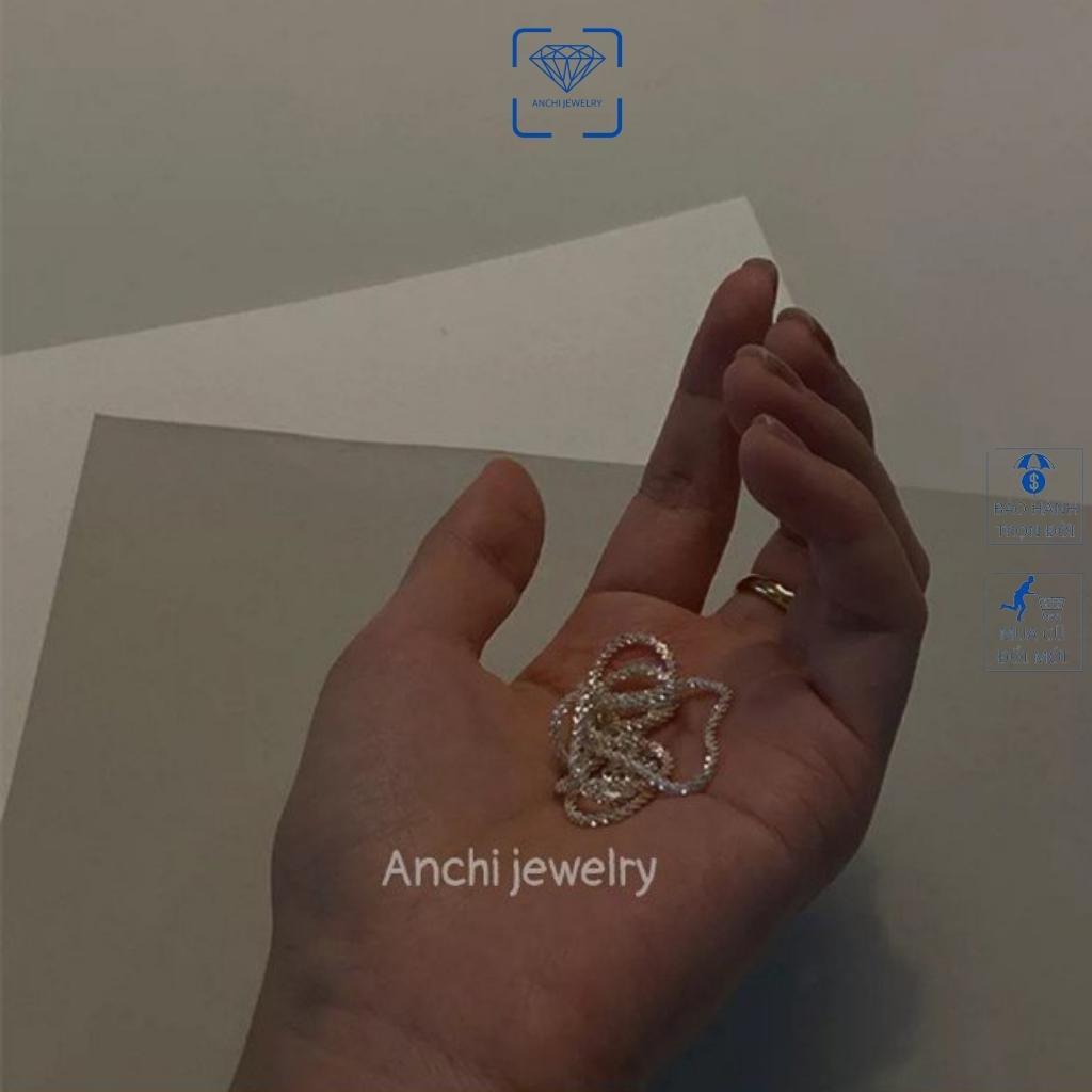 Dây chuyền nữ bạc 925 trơn sợi to thời trang Hàn Quốc, Anchi jewelry