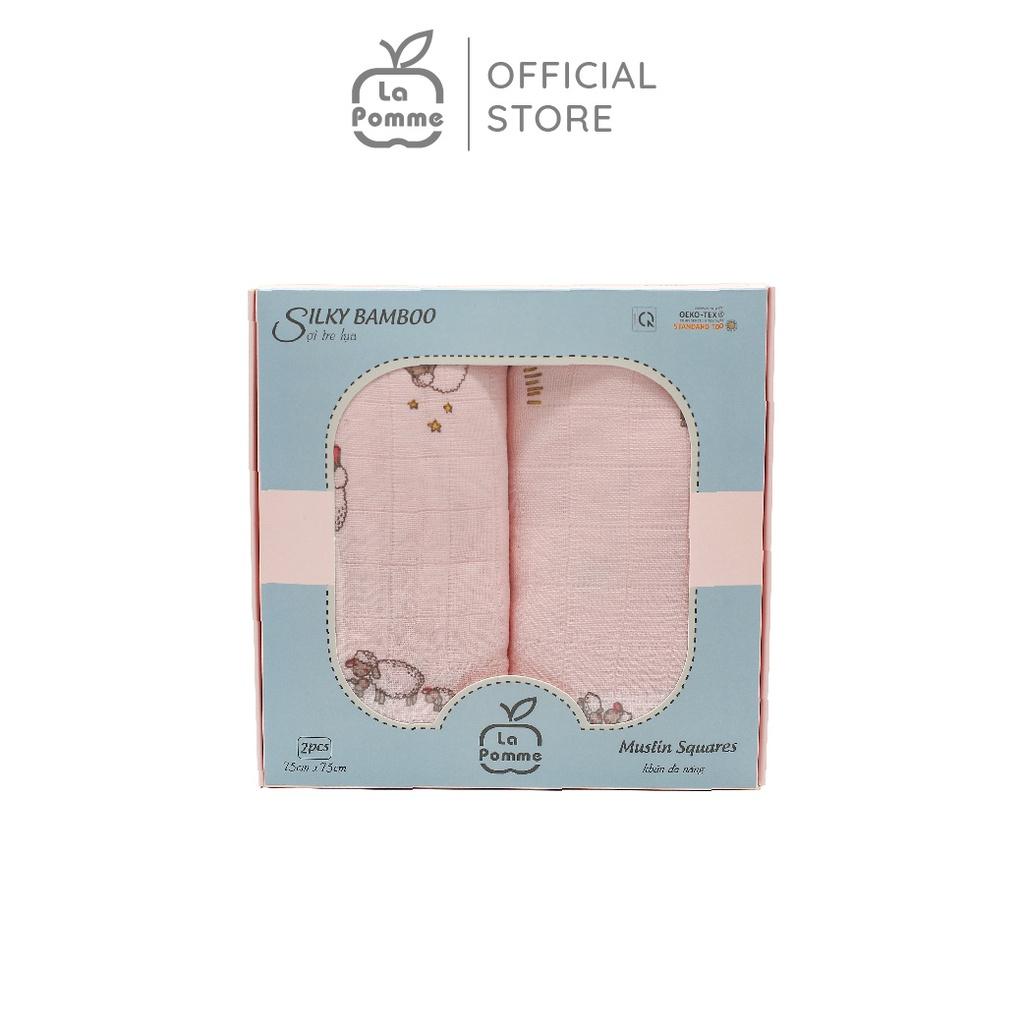 K002 Set 2 Khăn đa năng sợi tre lụa La Pomme - 75x75cm Pink Sheep