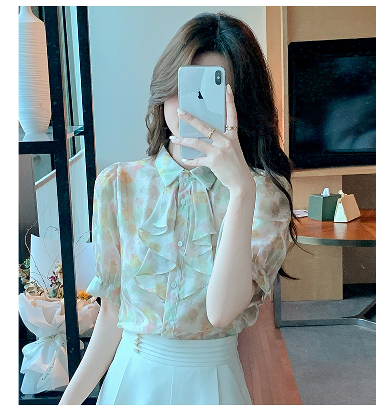 HÀNG QUẢNG CHÂU - ÁO SƠ MI VOAN HOA TAY LỠ PHỒNG NGỰC BÈO TIỂU THƯ - A63300