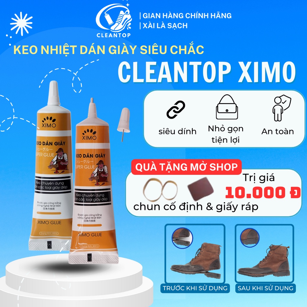 Keo Dán Giày Ximo Super Glue Trong Suốt Không Mùi Dính Siêu Chắc, Không Tổn Thương Da CLEANTOP