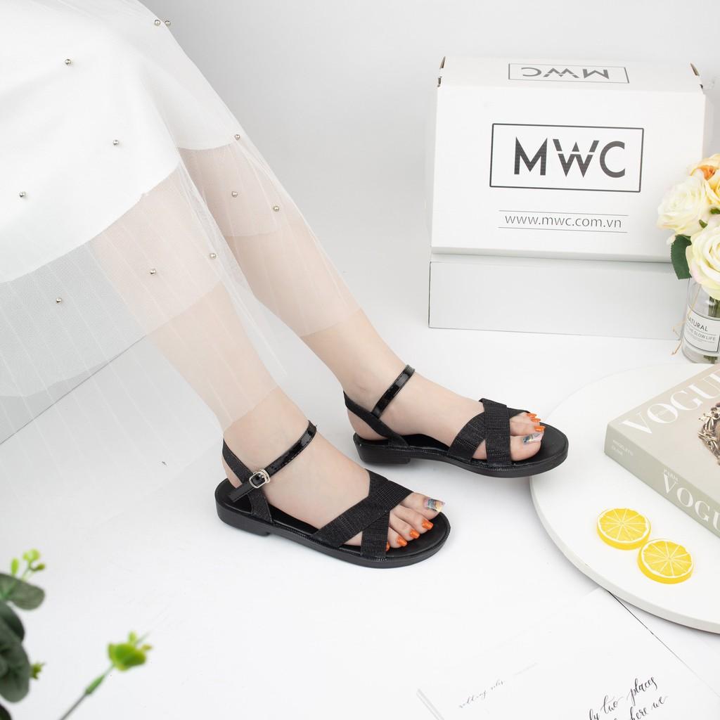 Giày sandal nữ quai ngang kim tuyến MWC NUSD- 2668