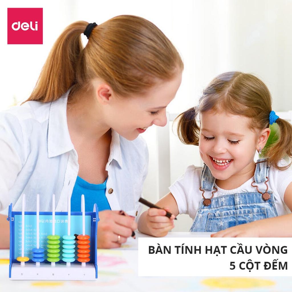 Bàn tính gảy hạt soroban 5 cột dành cho học sinh tiểu học Deli - Đồ chơi giáo dục giúp bé sáng tạo, phát triển tư duy trí tuệ thông minh - 74314