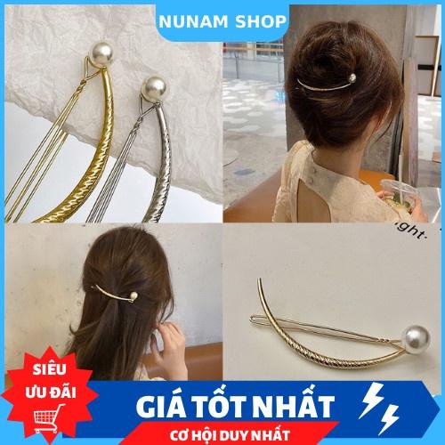 Kẹp tóc hình bán nguyệt phối ngọc nữ tính sang chảnh Nunam shop