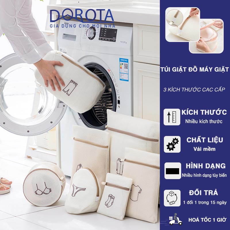 Túi giặt đồ máy giặt cao cấp 3 lớp DOROTA vải lưới dày đựng quần áo đồ lót tất vớ nhiều kích thước TG1