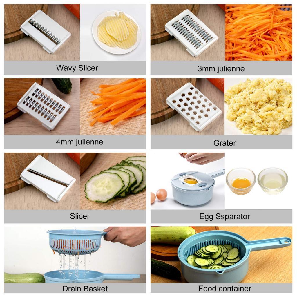 Vegetable Slicer With Drain Basket 10 In 1 Slicer, Multifunctional Kitchen Tools Fruit And Vegetable Slicer