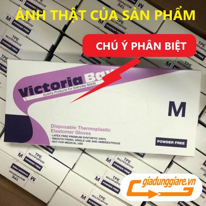 ( Hộp 100 cái ) Găng tay VictoriaBay găng tay cao su làm bếp vệ sinh siêu dai chất liệu TPE không mùi (Đủ SIZE : L-M-S)