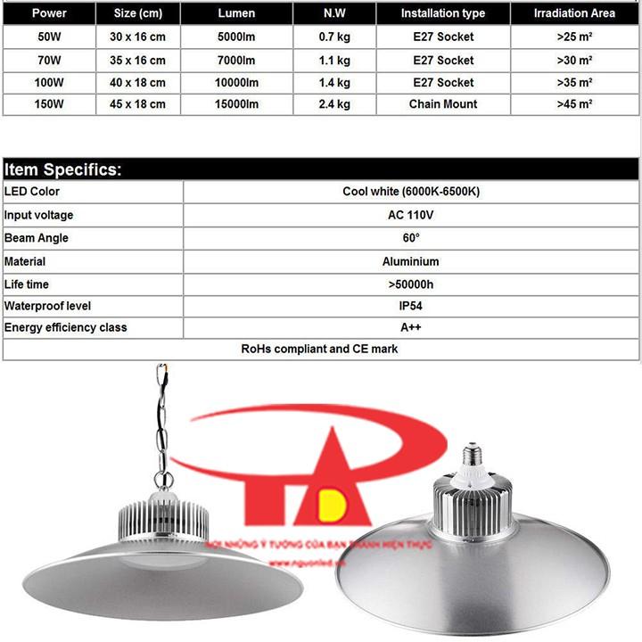 Đèn led nhà xưởng 100w - Đèn nhà xưởng 100w