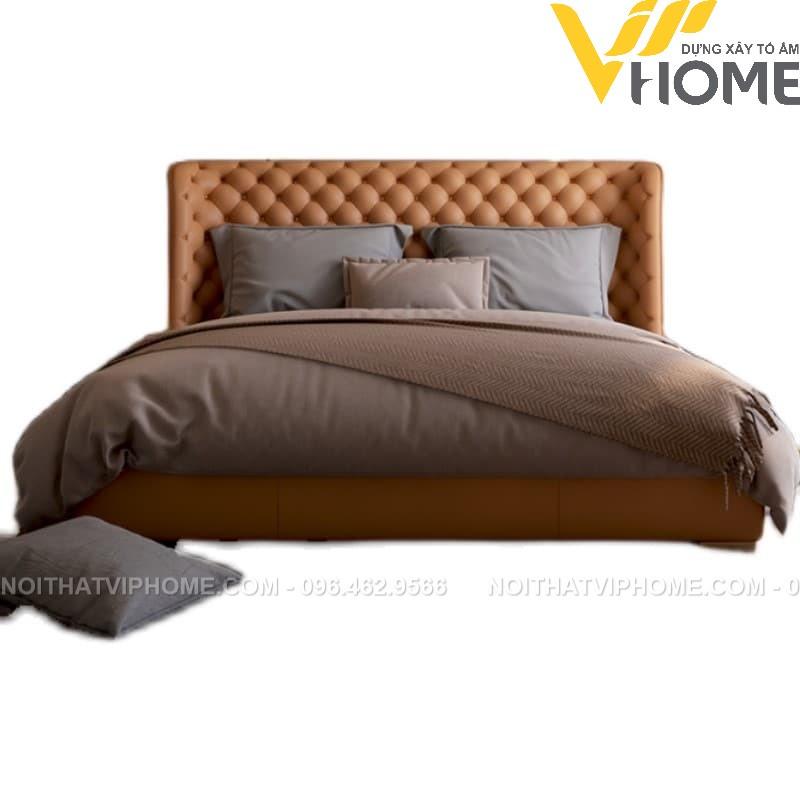 Giường ngủ bọc da nhập khẩu phong cách tân cổ điển đẹp GBD-00042