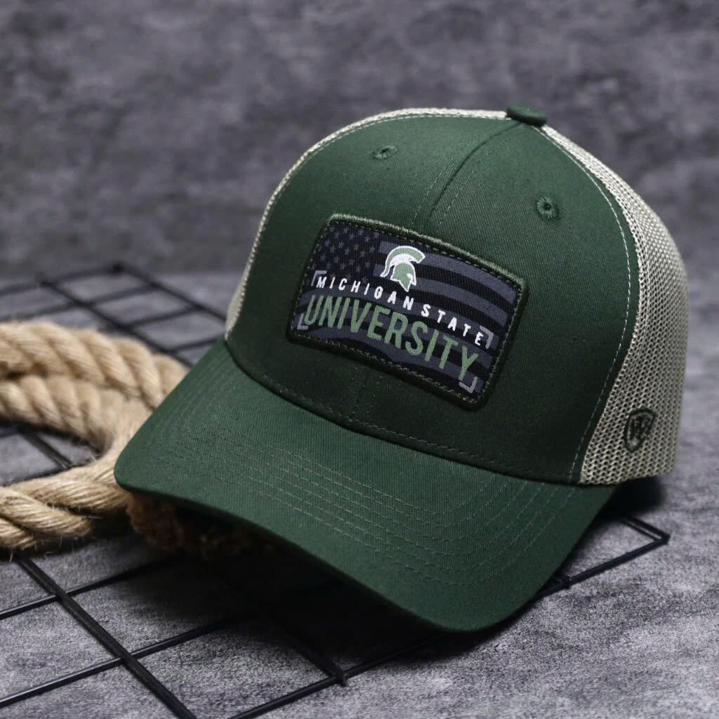(NEW) Nón kết, mũ lưỡi trai Unisex Michigan University vải Kaki nhập khẩu thời trang (Ảnh thật)