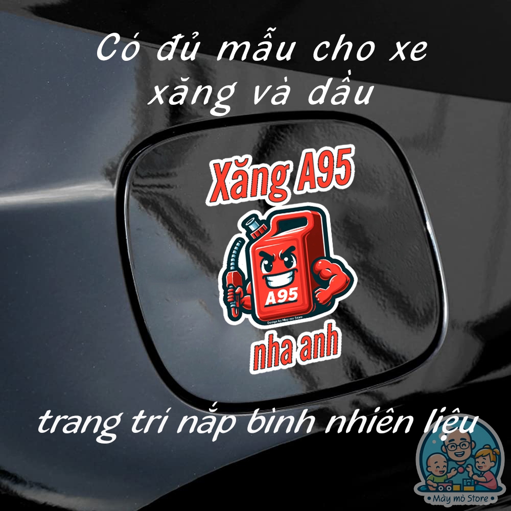 Decal dán xe, tem dán xe, Trang trí nắp bình nhiên liệu - thiết kế đặc biệt phủ sơn UV dán kính hậu ôtô Mày mò Store