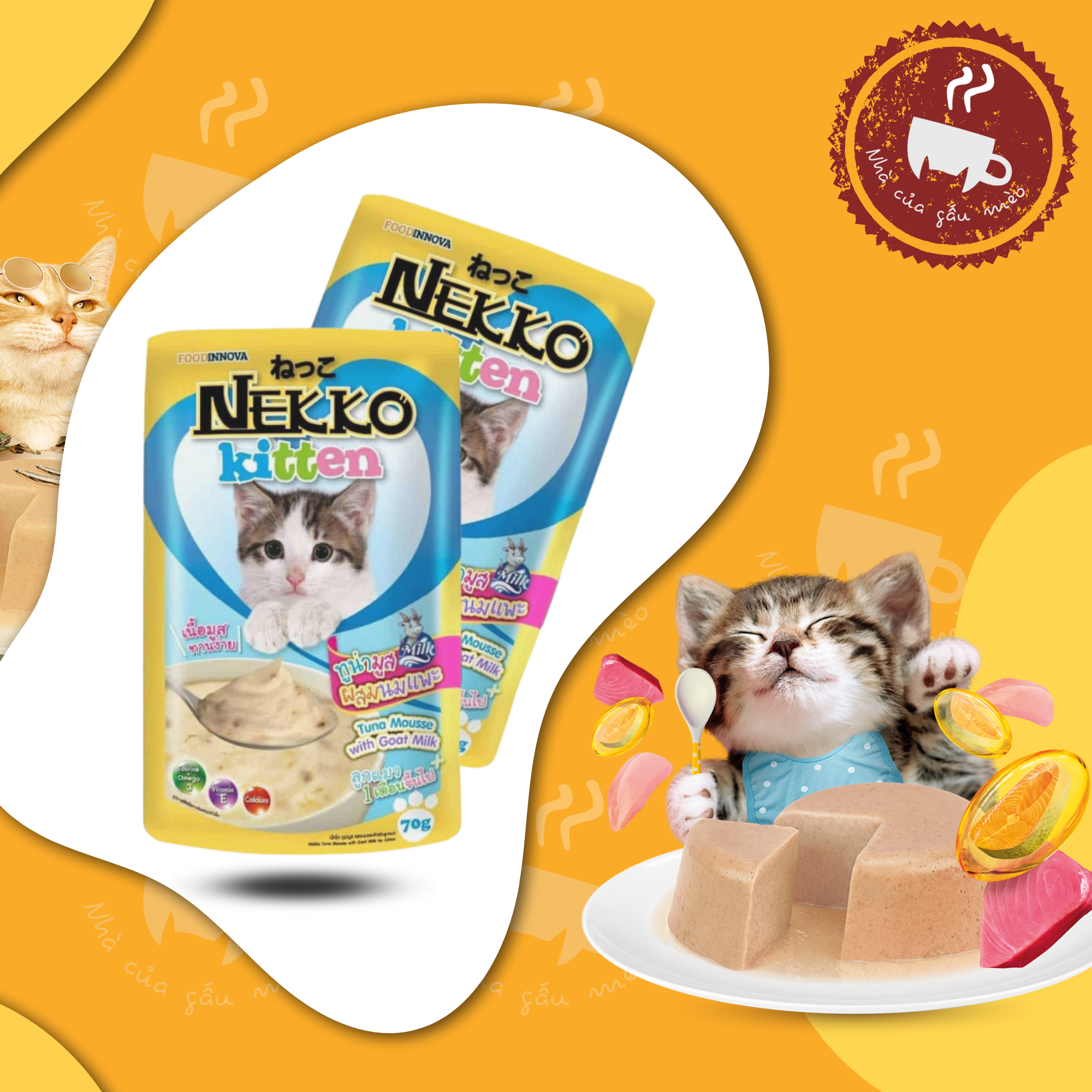 Hình ảnh Thức ăn cho mèo / Pate NEKKO Kitten dành cho Mèo con từ 1-12 tháng tuổi - gói 70g