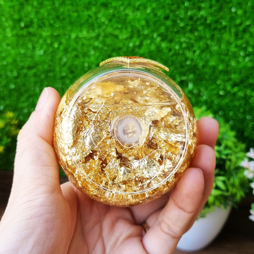 Túi vàng lá loại đế thủy tinh Thần Tài phong thủy