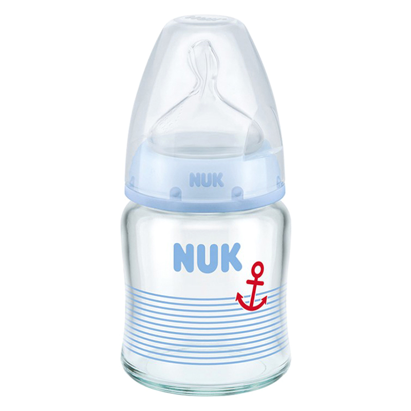 Bình Sữa NUK Thủy Tinh (120ml) Núm Ti Silicone S1 (Size M) NU66126 - Màu Ngẫu Nhiên