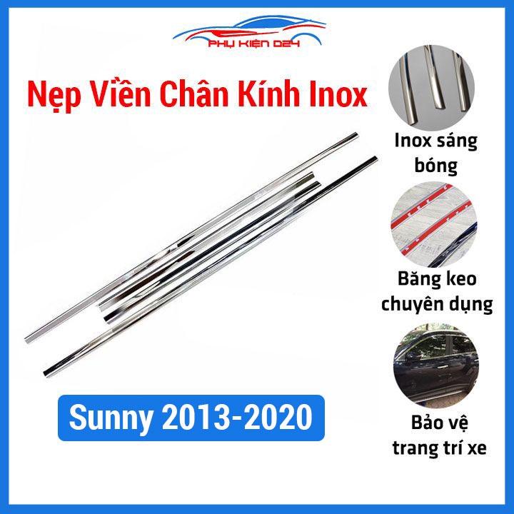 Bộ nẹp viền chân kính inox Nissan Sunny 2013-2014-2015-2016-2017-2018-2019-2020