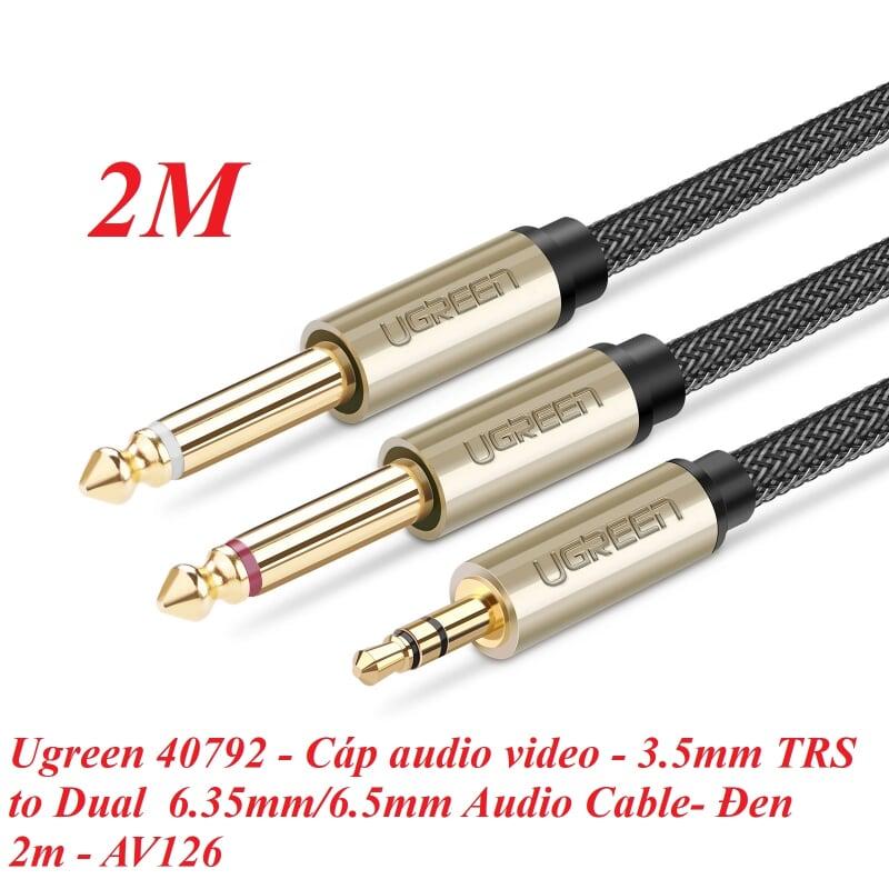 Ugreen UG40792AV126TK 2M Màu Đen Cáp âm thanh 2 đầu 6.5mm dương sang 3.5mm dương cao cấp - HÀNG CHÍNH HÃNG