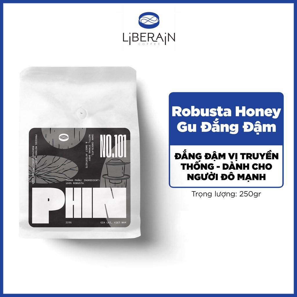 Cà phê phin Liberain 101 - Gu vị truyền thống, đắng đậm mạnh - Cà phê nguyên chất, rang mộc, pha phin