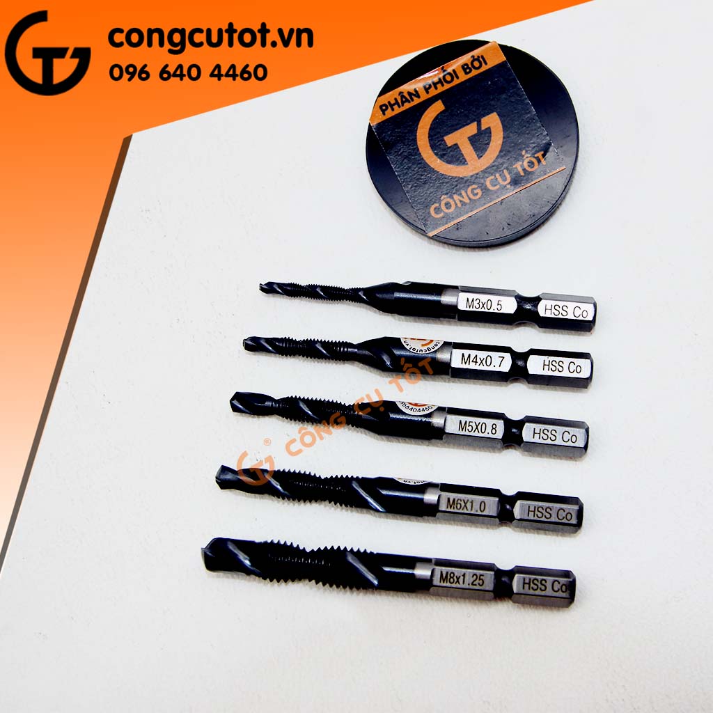 Mũi khoan và taro ren cao cấp M8 thép M35 Co