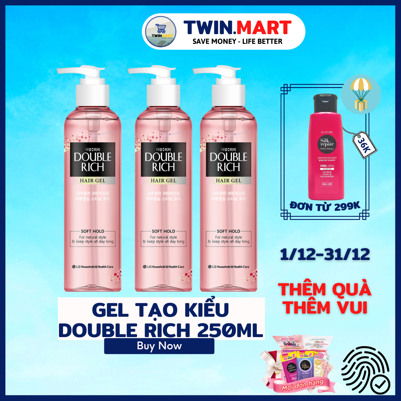 Gel Tạo Kiểu Double Rich Soft Giữ Nếp Tự Nhiên 250ml