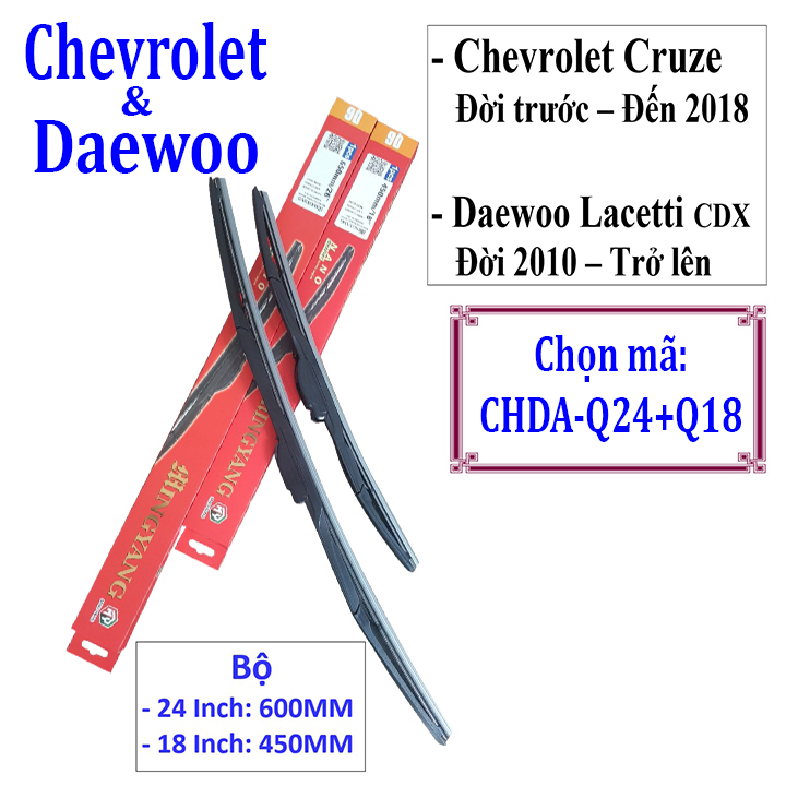 Bộ 2 thanh gạt nước mưa ô tô đa năng Nano cao cấp dùng cho xe Chevrolet, Daewoo