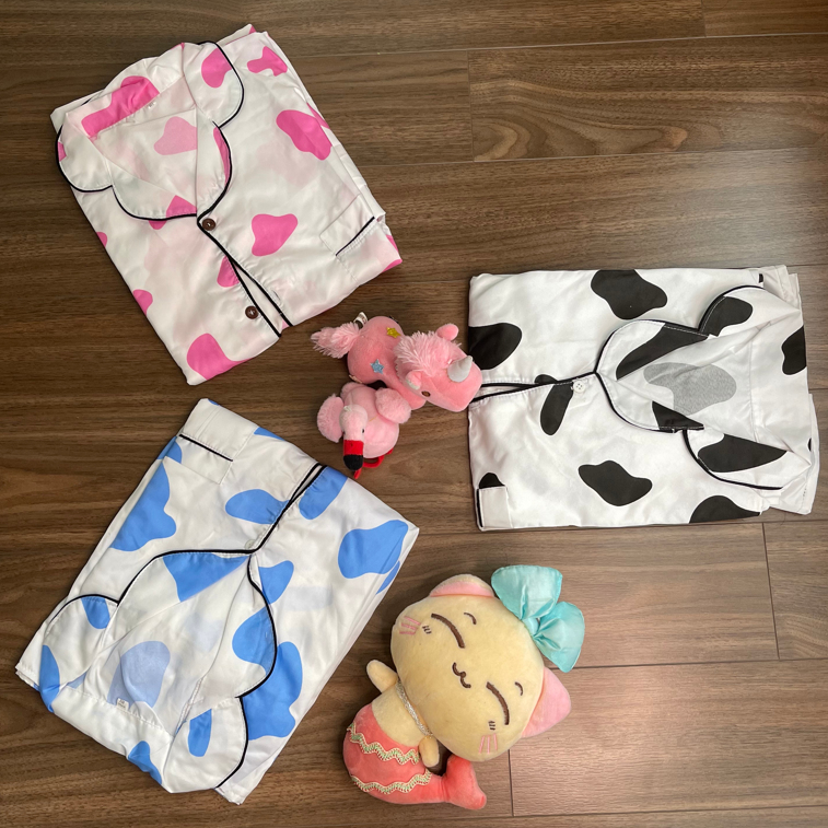 Bộ Đồ Nữ Đồ Ngủ Đồ Mặc Trong Nhà Họa Tiết Bò Sữa Xinh Cute DBO03 MayHomes Chất Liệu Kate