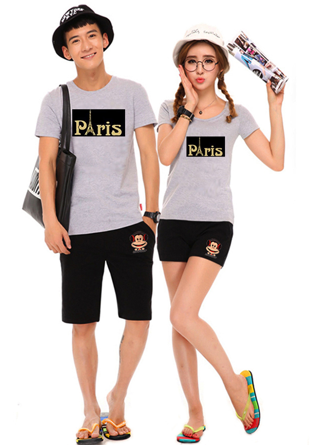 Bộ Áo Thun Đôi Paris - Màu Xám