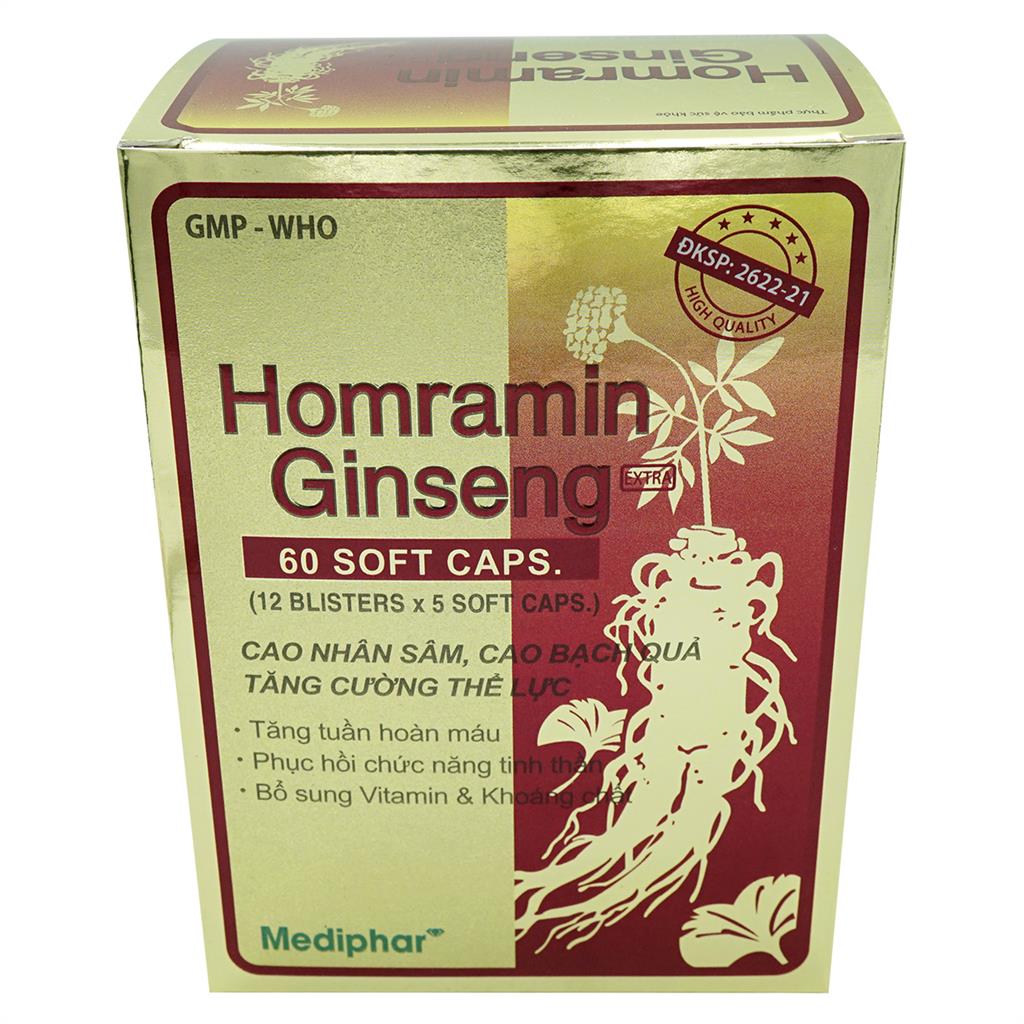 HOMRAMIN GINSENG NHÂM SÂM - Tăng Cường Bồi Bổ Sức Khỏe - Nguyên Liệu Nhập Khẩu Mỹ- Hộp 60 Viên