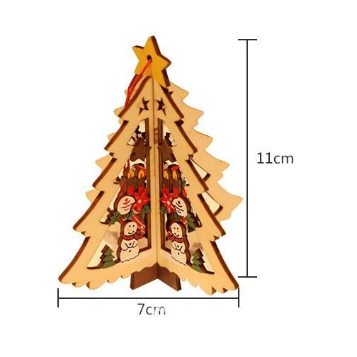 Phụ Kiện Trang Trí Giáng Sinh Bằng Gỗ Phối Màu 3D Có Dây Treo