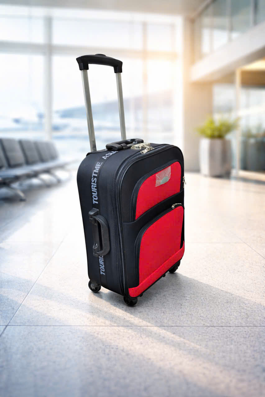 Vali Du Lịch Kéo Tay  Màu Đen Phổi Đỏ có nắp 20 và 22 Inch