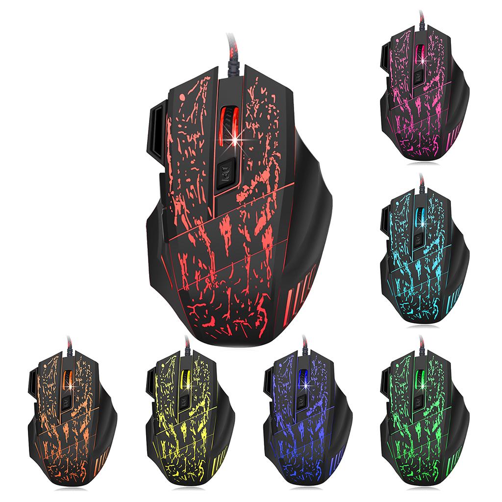 5500 DPI 7 Keys Button LED Optical USB Wired Gaming Mouse Mice for Pro Gamer
