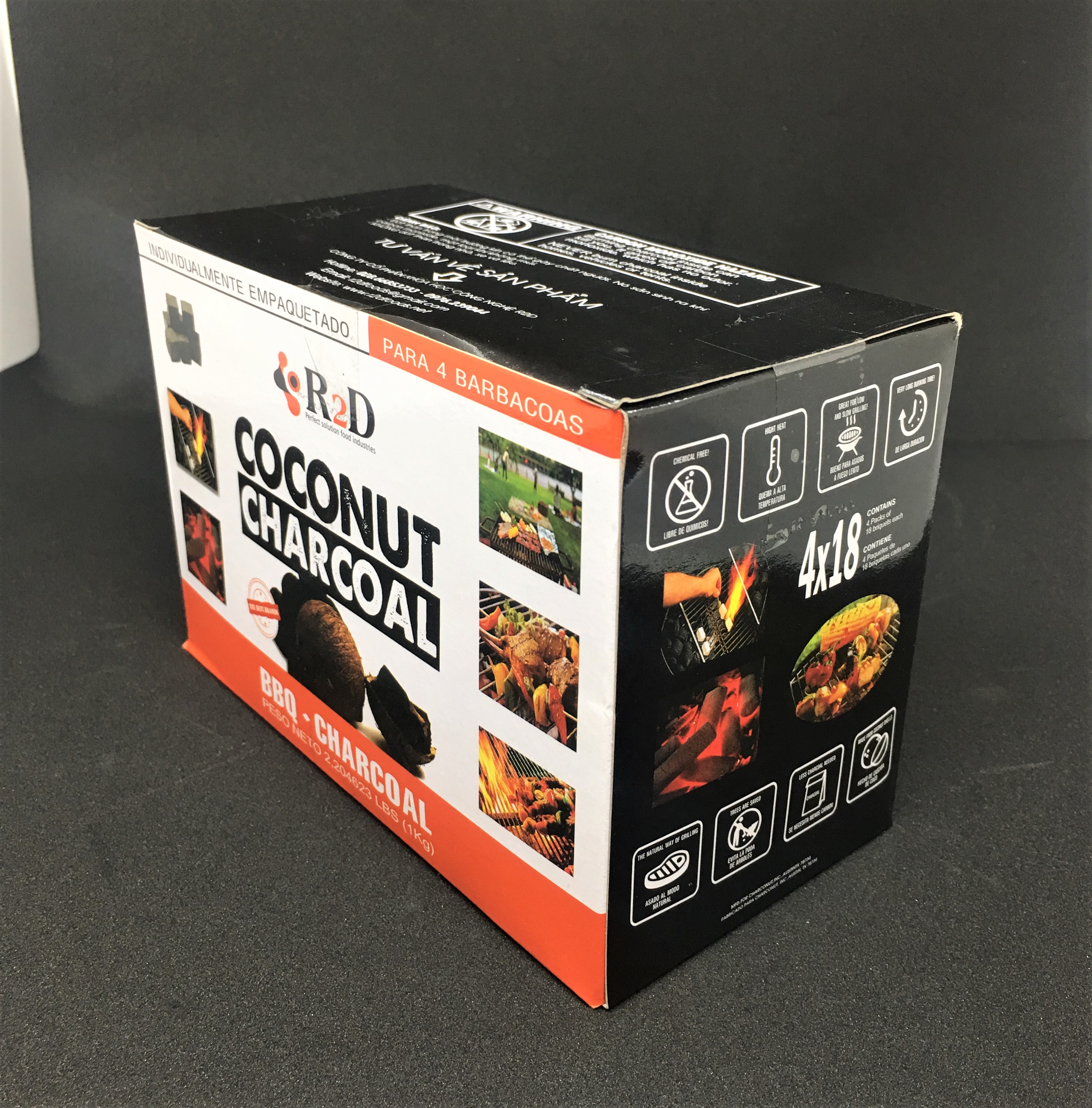 Combo 3 hộp than không khói làm từ Gáo dừa chính hãng R2D dùng cho tiệc nướng BBQ (tổng 7 kg than) an toàn cho sức khoẻ