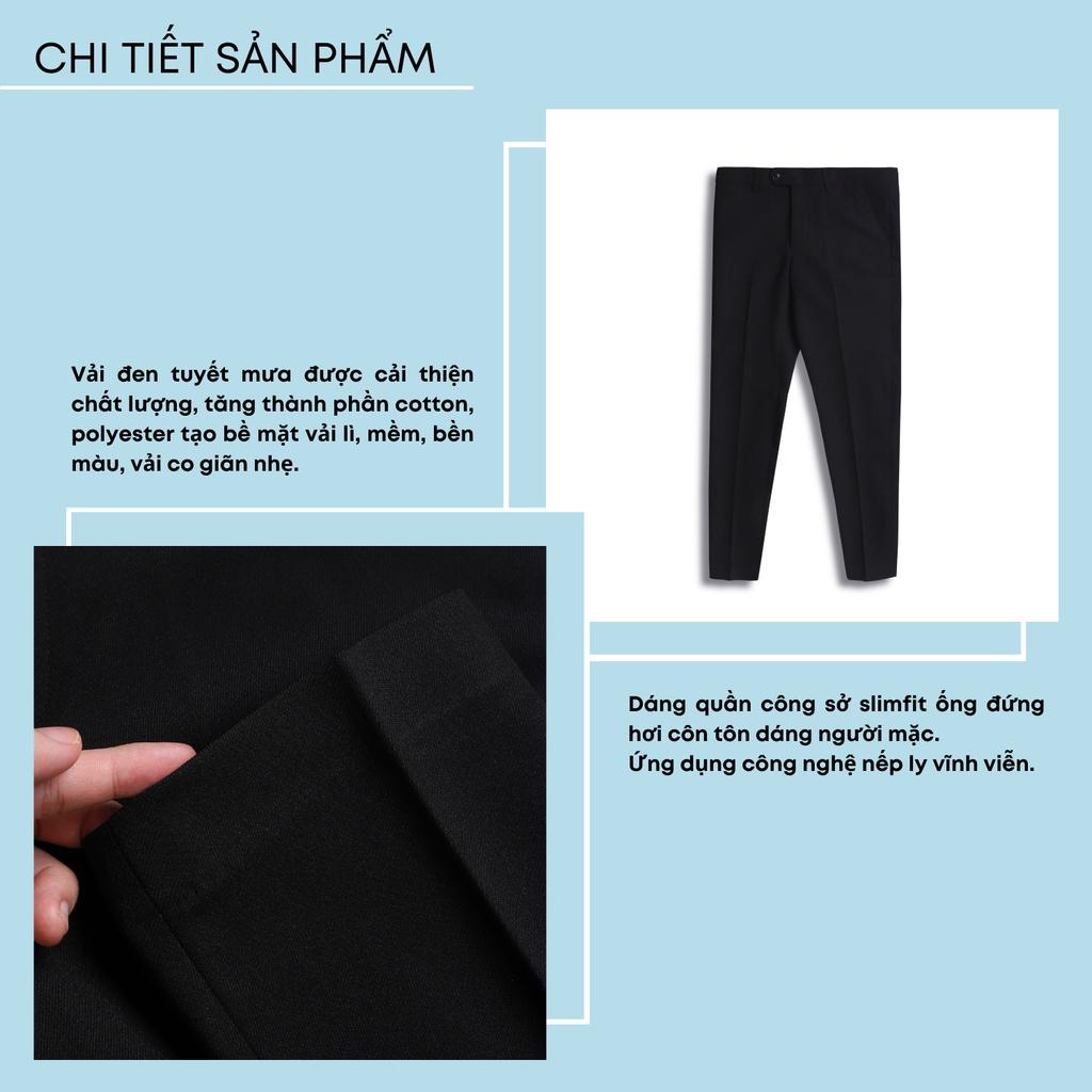 Quần âu nam công sở màu đen ADINO vải cotton tuyết mưa không bai không xù co giãn nhẹ ống đứng hơi côn trẻ trung Q01