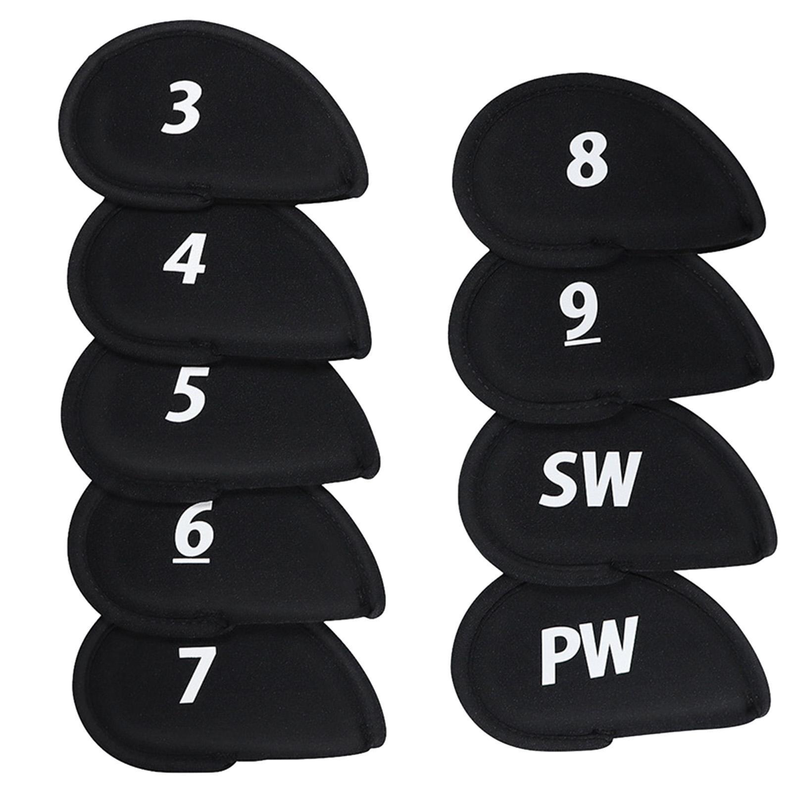 9 Pieces Golf Iron Headcovers Set Portable Neoprene Golf Iron Head Protector