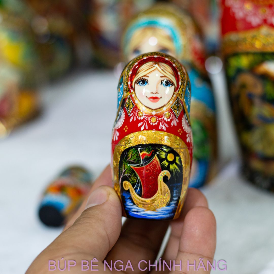 BỘ BÚP BÊ NGA MATRYOSHKA 5 LỚP 20CM CAO CẤP KHẮC CHẠM NỔI HOA VĂN "PHƯỢNG HOÀNG LỬA" CỰC ĐẸP VÀ SANG TRỌNG