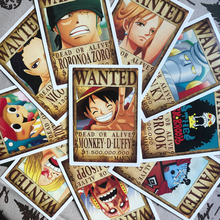 Bộ 100 tấm Poster mini truy nã One Piece cực đẹp size A6