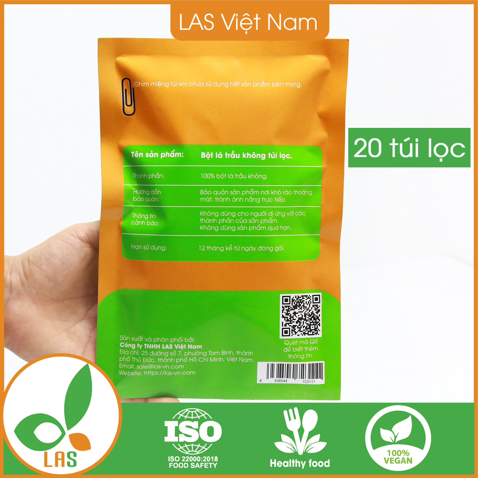 Bột lá trầu không dạng túi lọc - Gói 20 túi lọc (60gr) | LAS Việt Nam