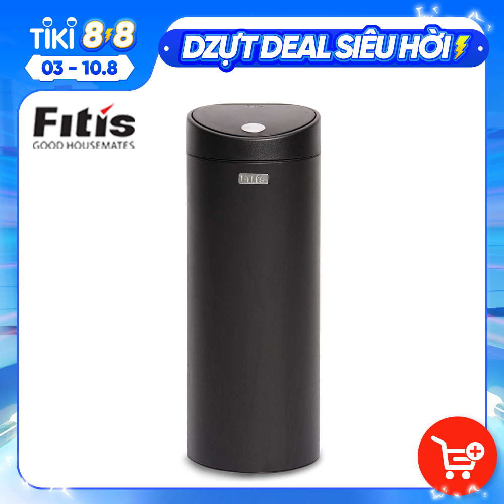 Thùng rác inox FITIS nhấn tròn lớn RTL1-903 - đen - 15L