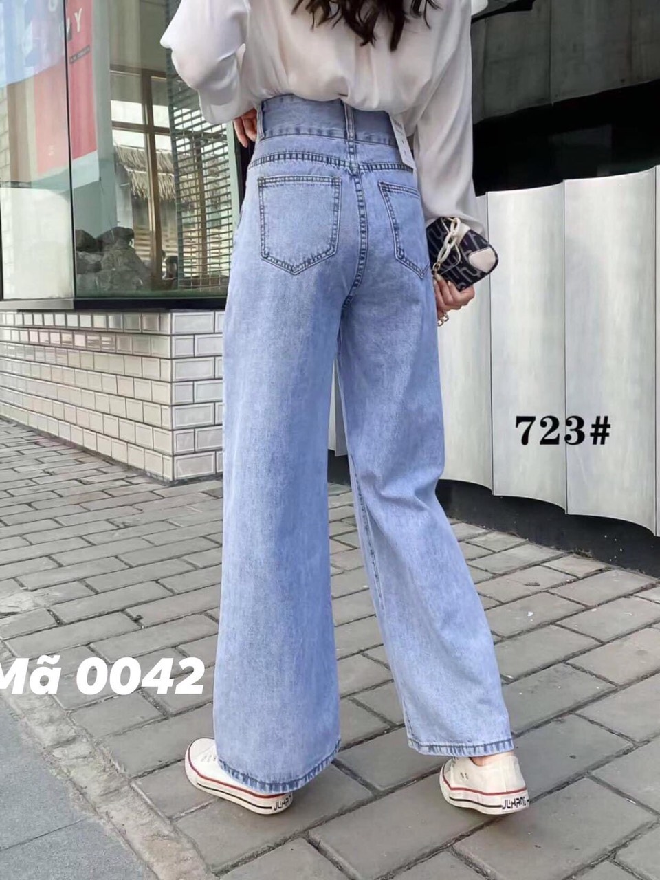 Quần Jeans Nữ Ống Rộng Lưng Cao - 0042