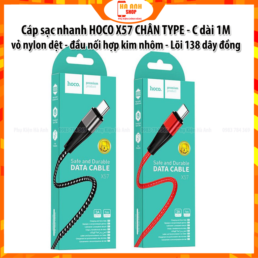 Cáp sạc HOCO X57 CHÂN TYPE - C hàng chính hãng