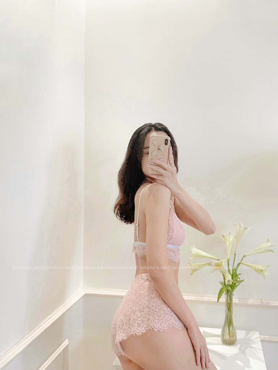 Blush - Áo lót ren mềm mại màu hồng Haruharulabel