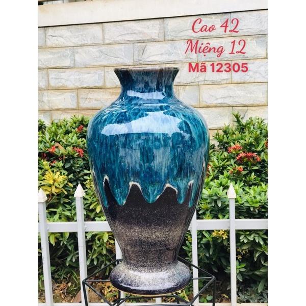 Bình cắm hoa dáng đùi dế, men hỏa biến. Gốm sứ Bát Tràng.