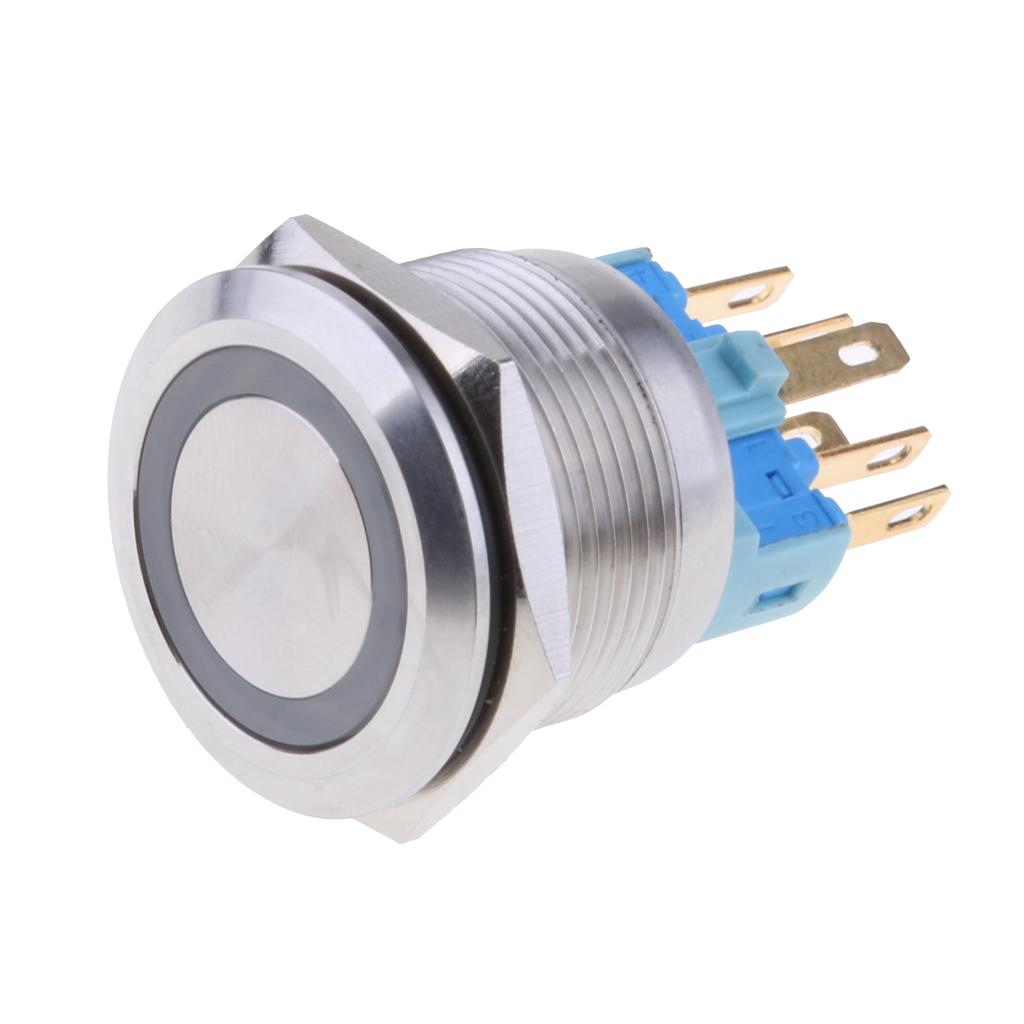 22mm 1NO1NC Stainless Steel 12V LED Momentary Push Button Switch Blue