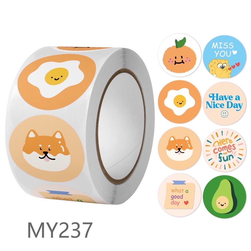 Cuộn 500 tem dán sticker trang trí size 2.5cm mẫu quả bơ nhỏ