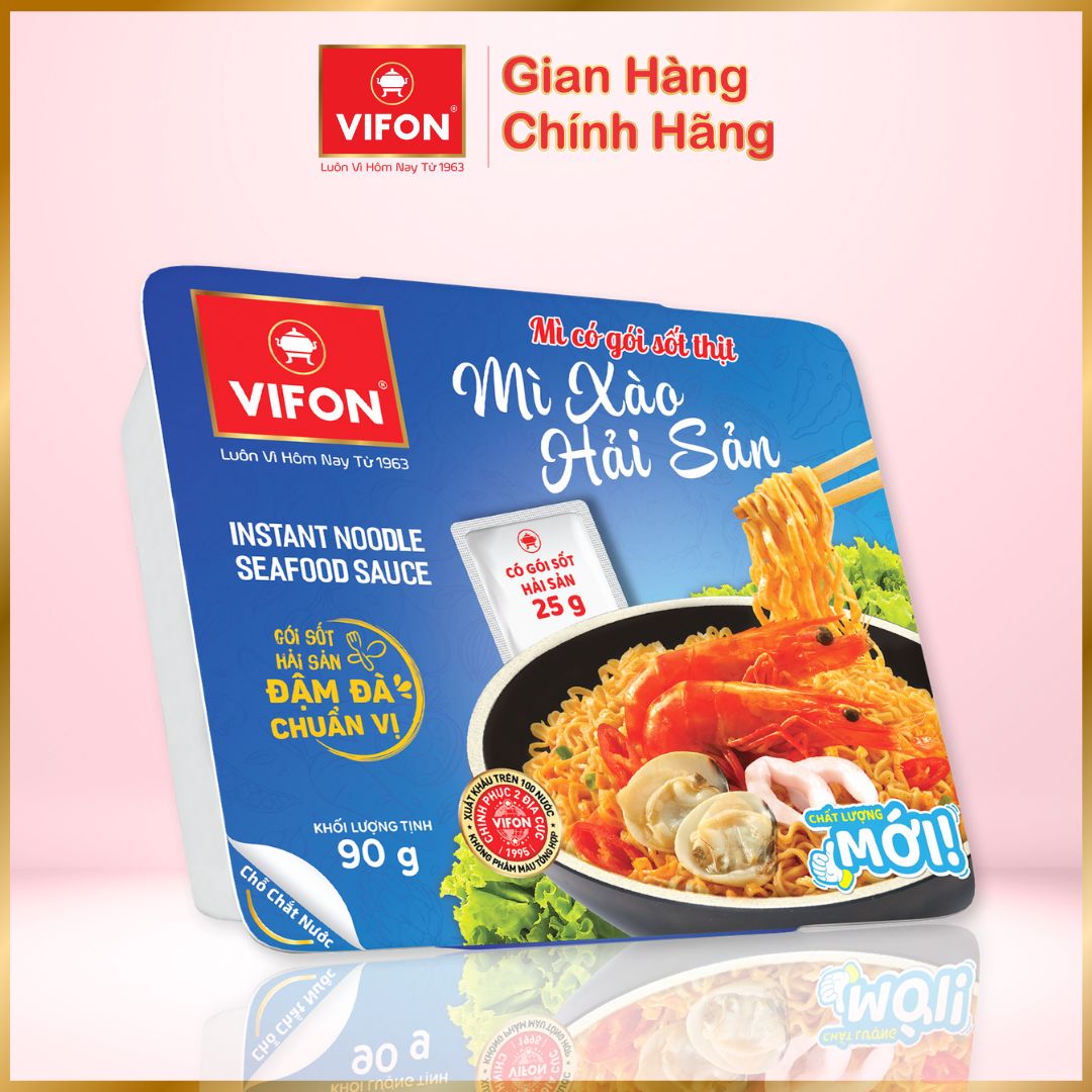 Thùng 18 Khay Mì Xào Hải Sản VIFON (90g / Khay)