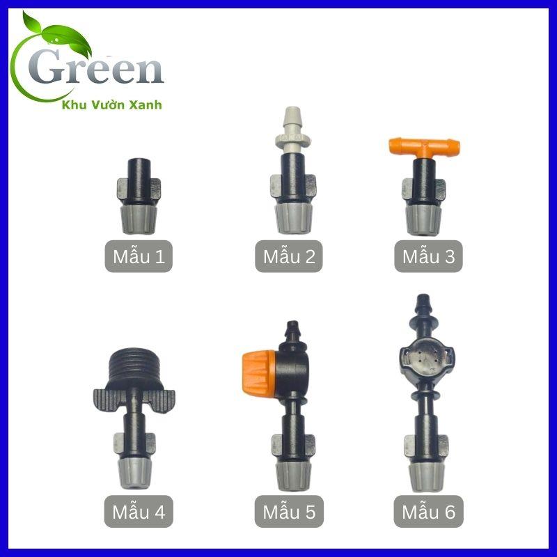 Combo 5 Béc Phun Sương Đơn Xám Nối Lỗ 6 Ly Kèm Phụ Kiện Nhiều Loại Tùy Chọn