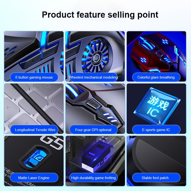 Silent Chuột Chơi Game Có Dây 4 Tốc Độ DPI LED RGB USB Âm Thanh Máy Tính Chuột Cho Máy Tính Laptop Công Sở Nhà Quang Học màu Xám Đen Trắng Hồng