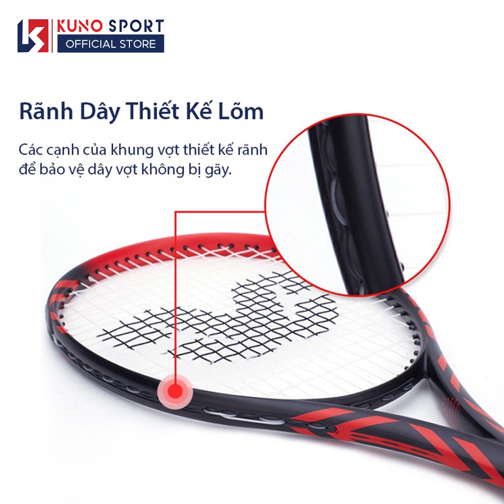 Vợt Tennis CROSSWAY W202 Sợi Carbon Cao Cấp Tặng Kèm Bộ Đế Và Bóng Tập Luyện