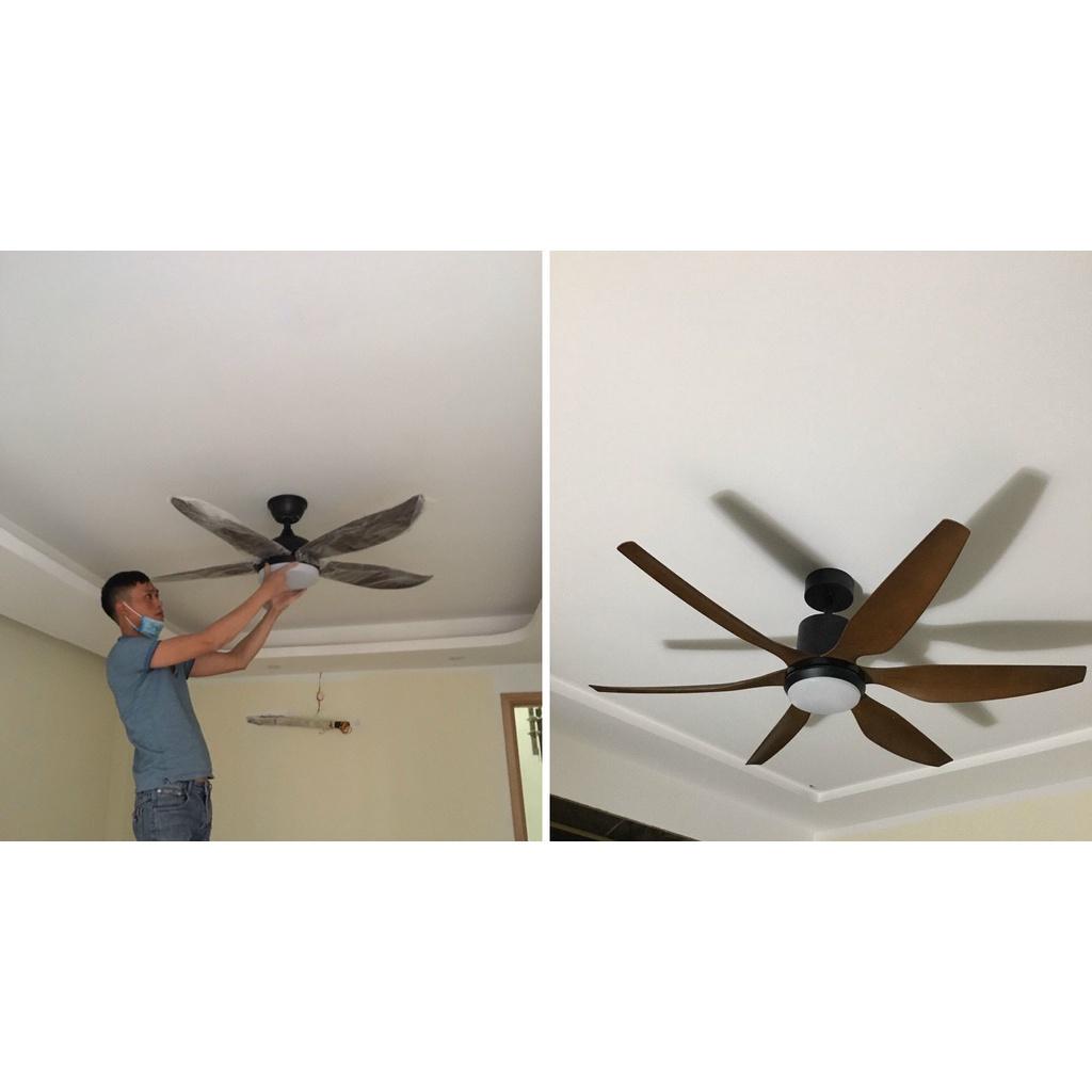 Đèn quạt LOGIE hiện đại 3 màu ánh sáng động cơ đồng 100% hàng chuẩn loại 1- kèm điều khiển tiện dụng