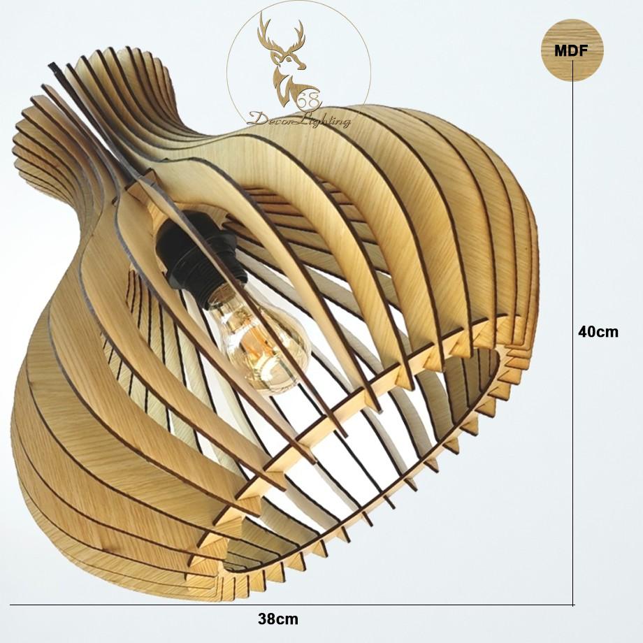 Đèn thả trần trang trí phòng khách,phòng ngủ,quầy bar, cafe bằng gỗ kiểu dáng lọ hoa cao cấp GD136