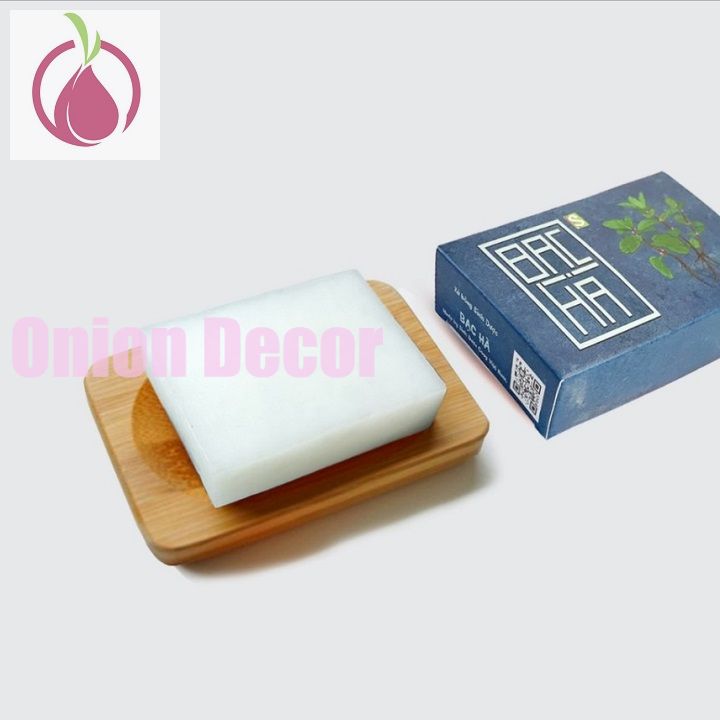 Xà bông Sinh Dược Bạc hà, xà bông cục handmade 100gr, mẫu bao bì vẽ mộc, mùi bạc hà thơm mát, làm sạch diệt khuẩn, mát da
