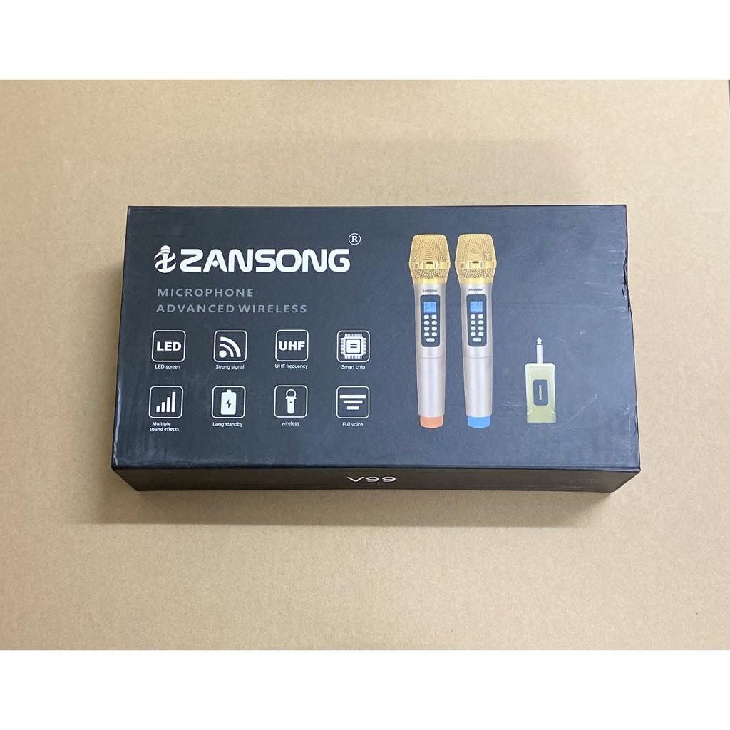 Bộ 2 micro karaoke không dây Zansong V99 - Hàng Chính Hãng